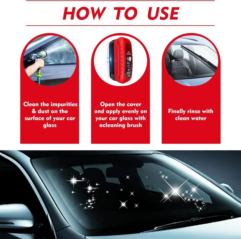 Eiruseed Automotive Oil Film Cleaning Brush with Reusable Foam Sprayer, Upgraded Antifog Glass Cleaning Board, Glass Oil Film Remover for Car Windows & Windshields, Versatile Car Glass Cleaner Brush (Red) - Image 5
